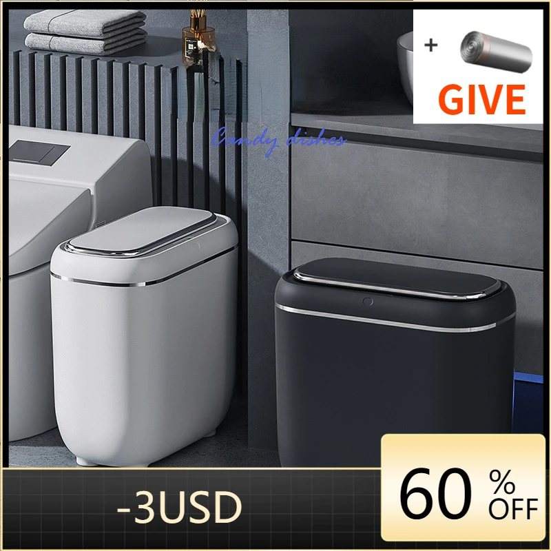 Trash Can 14L Automatic Sensor Trash Can Electric Touchless Smart Bin Kitchen Bathroom Waterproof Bucket Garbage With Lid Home Wastebasket