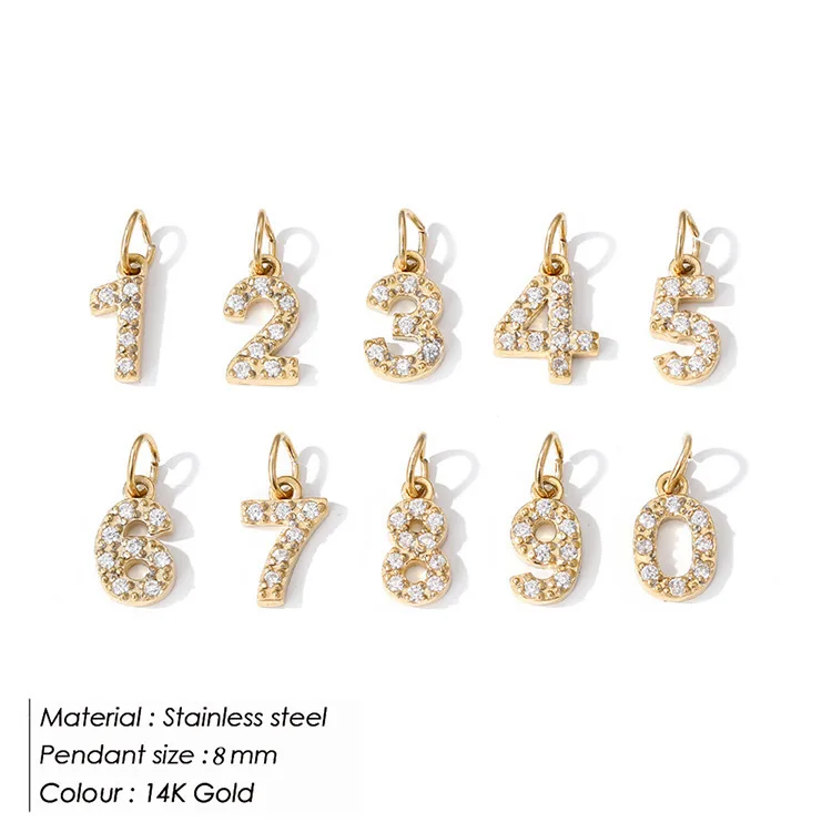 Stylish Chic Elegant 26 English Letter Pendant with Zircon 14k Gold Plated Pendant DIY Jewelry Accessories 2
