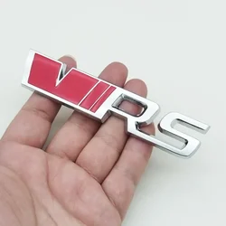 Premium 3D Metal RS Logo Car Emblem & Badge - Style36 (Sticker Red Silver)