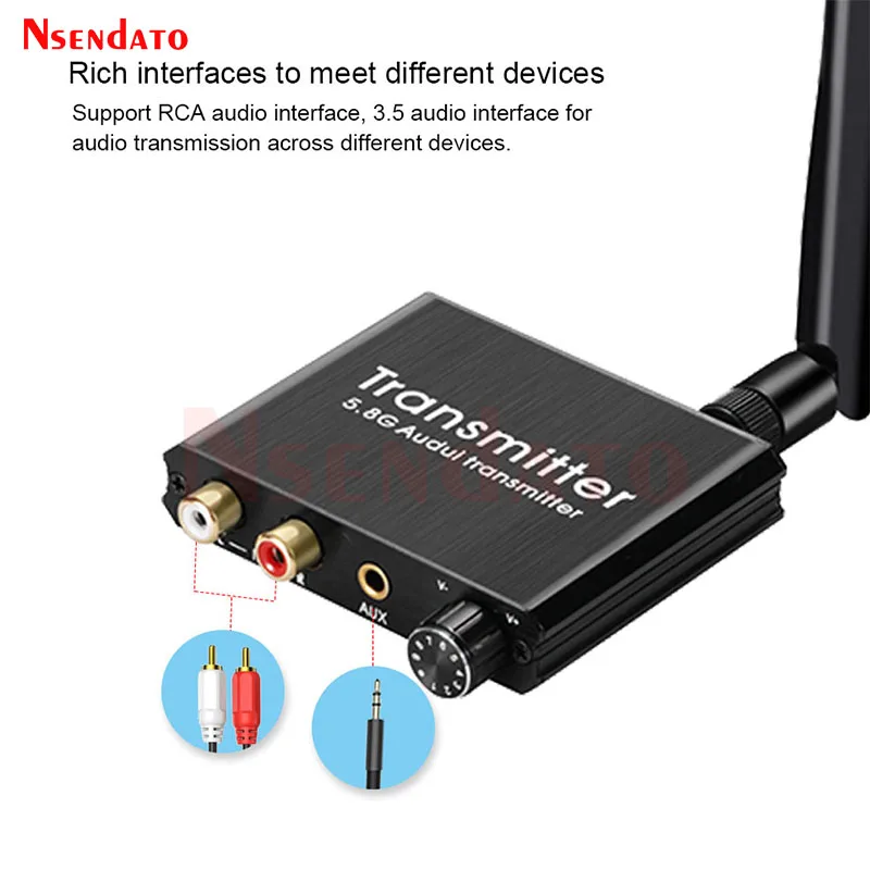 50M 2.4G/5.8G Wireless Wifi Audio Music Transmitter and Receiver With 3.5mm R/L RCA Wireless Audio adapter For DVD TV Computer