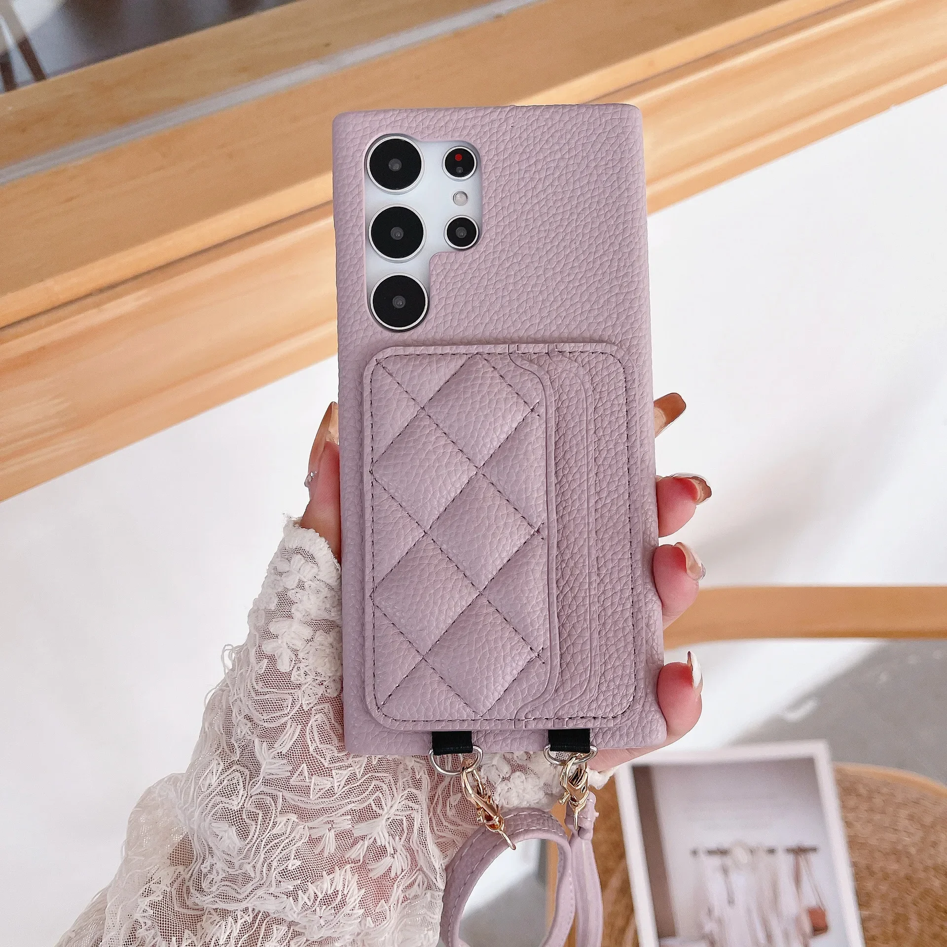 Leather Crossbody Phone Case with Card Holder Attachment