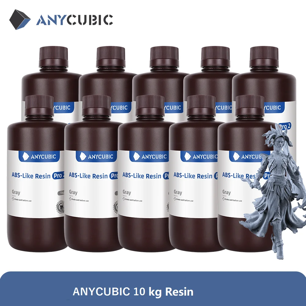 Inslogic Waterwassbare ABS-achtige Harz, Wateroplosbare Harz voor 3D- printers, Niet Breekbaar, Hoogprecisie 405nm UV-harderende Harz voor LCD DLP SLA 3D-printers (Donkergrijs, 1kg