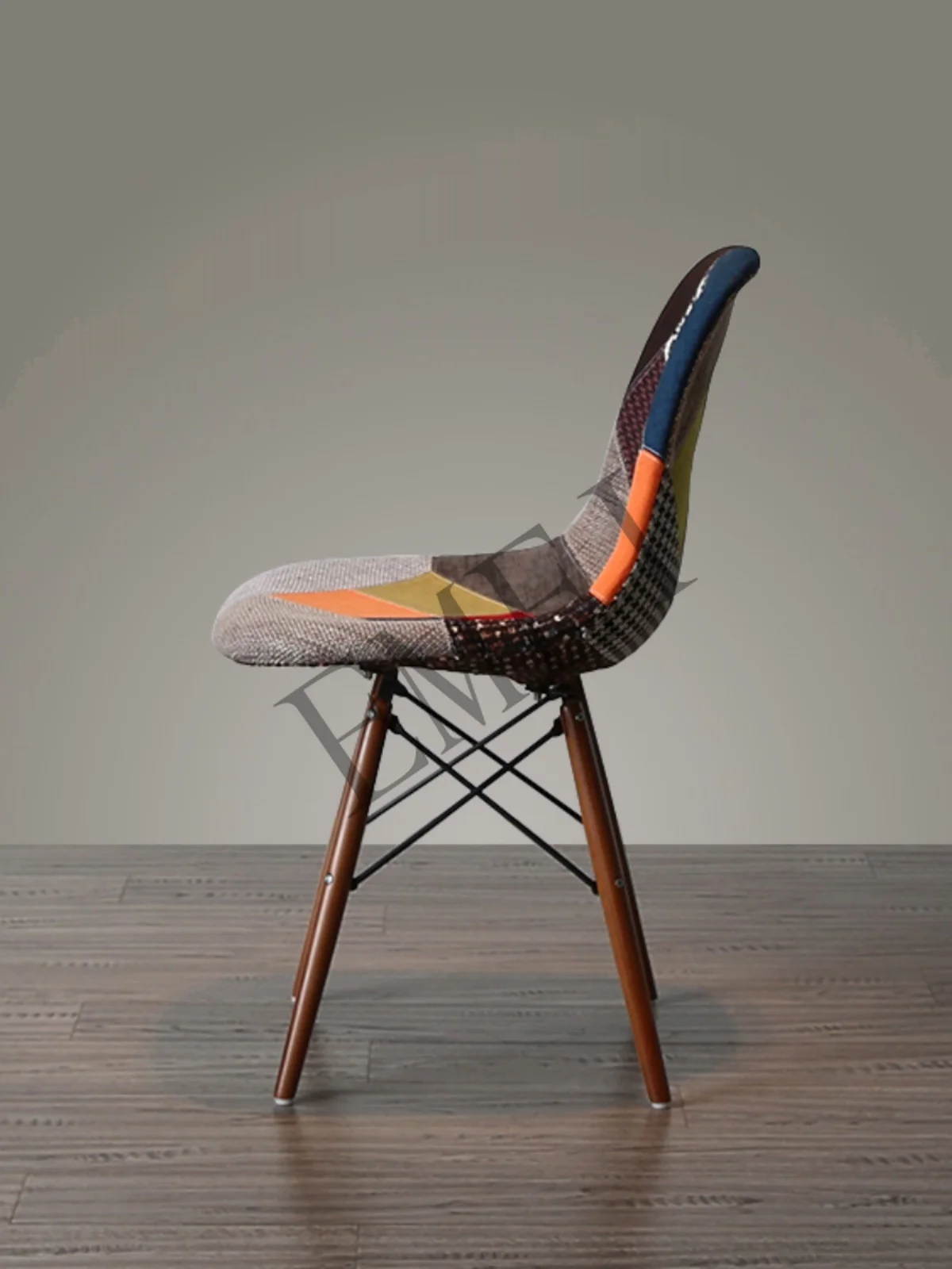 Simple Home Dining Chair Creative Nordic Solid Wood Backrest Flower Stitching Leisure Coffee Shop Table and Chair