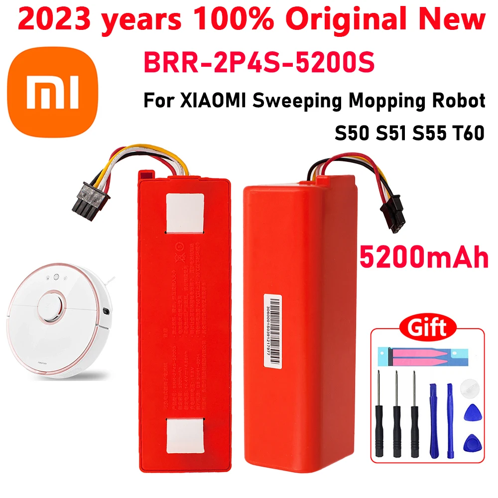 

2023 New Original Replacement Vacuum Cleaner Battery BRR-2P4S-5200D For MIJIA S50 S51 S55 T60 Robot Vacuum Cleaner Batteria