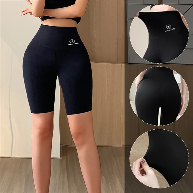 Women's Waist Tummy Control Workout Yoga Shorts Black Compression Athletic Bike  Running Shorts Slim Stretch Gym Tights - AliExpress