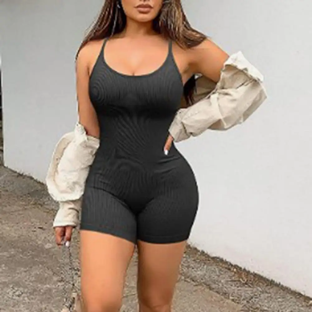 

Summer Romper Sexy Skinny Solid Color Elastic Clubwear Playsuit Women Garment Lady Summer Playsuit Women Romper