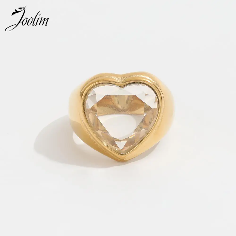 

Joolim Jewelry High End PVD Wholesale Online Sensation Love Heart Zircon Stainless Steel Ring for Women