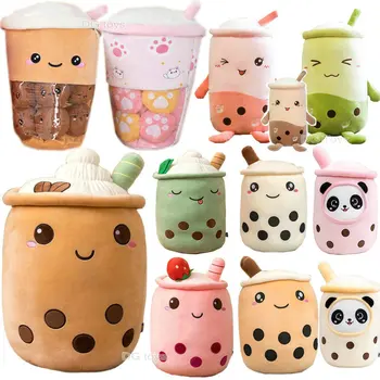 Cute Boba Milk Tea Plushie Toy Soft Stuffed Latte Americano Coffee Taste Milk Tea Hug Pillow Balls Bubo Tea Cup Cushion For Kids 1