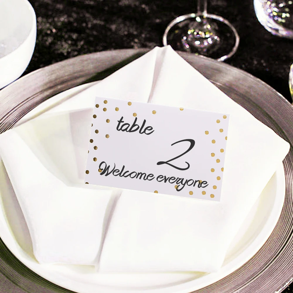 100/50x Name Place Paper Cards Wedding Banquet Reserved Seating Blank Rectangular Foil Border Table Decoration Birthday Greeting