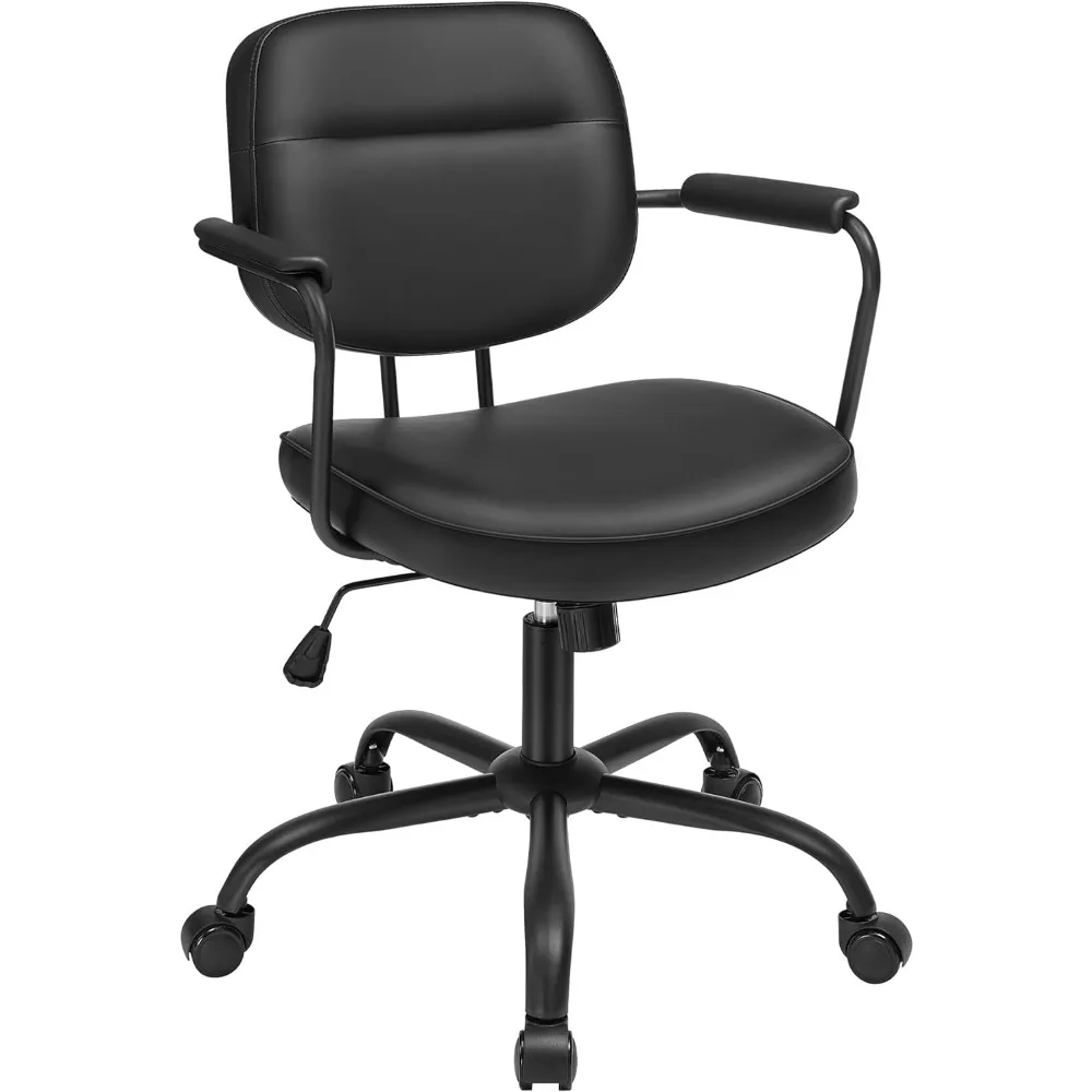 Office Chair, Desk Chair, Vanity Chair with Back, Individual Armrest Structure, Synthetic Leather, Adjustable Height