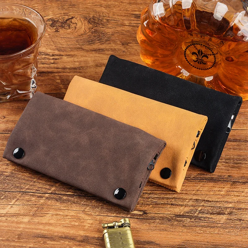 Handmade Leather Tobacco Pouch Case Bag Smoking Paper Holder Wallet Multifunctional Foldable Tobacco Storage Pouch