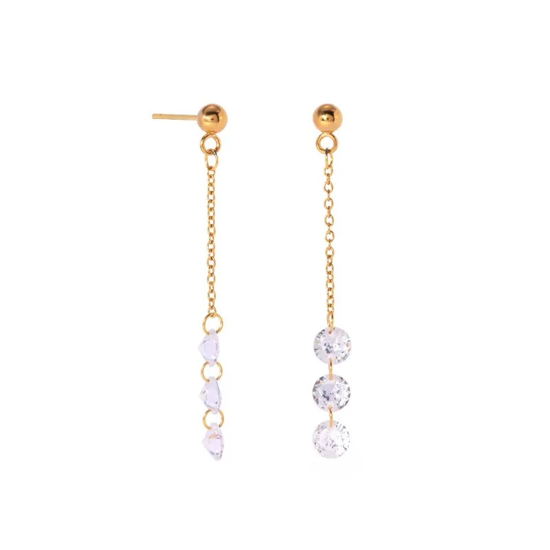 

Minar Stylish Sparkly Rhinestones Long Tassel Drop Earrings for Women 18K Gold PVD Plated Stainless Steel Tarnish Free Jewelry
