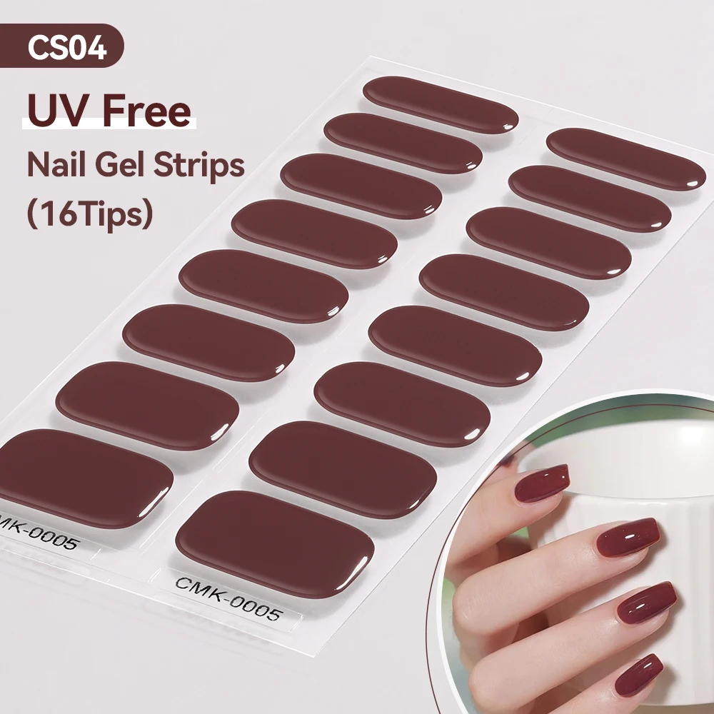 16Tips Cherries Red UV Free Nail Gel Strips No Need UV Lamp Cured Full Cover Stickers For 3D Nail Decals Manicure Press On Slide nail stickers nail decals nail art decoration
