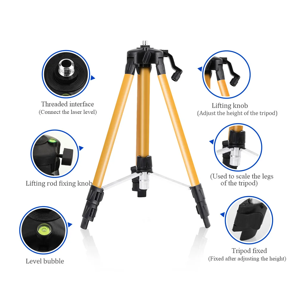 Laser Level Tripod 1.2/1.5M Adjustable Height 5/8" Adapter