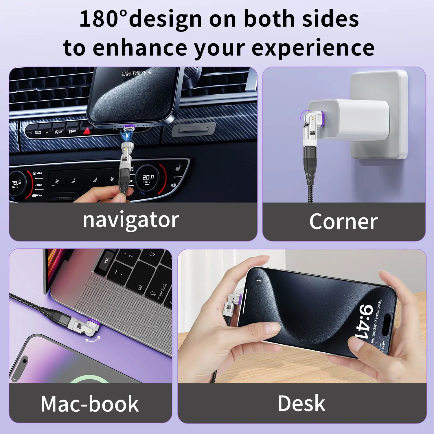 240W Magnetic USB-C to USB-C Fast Charging Cable Adapter