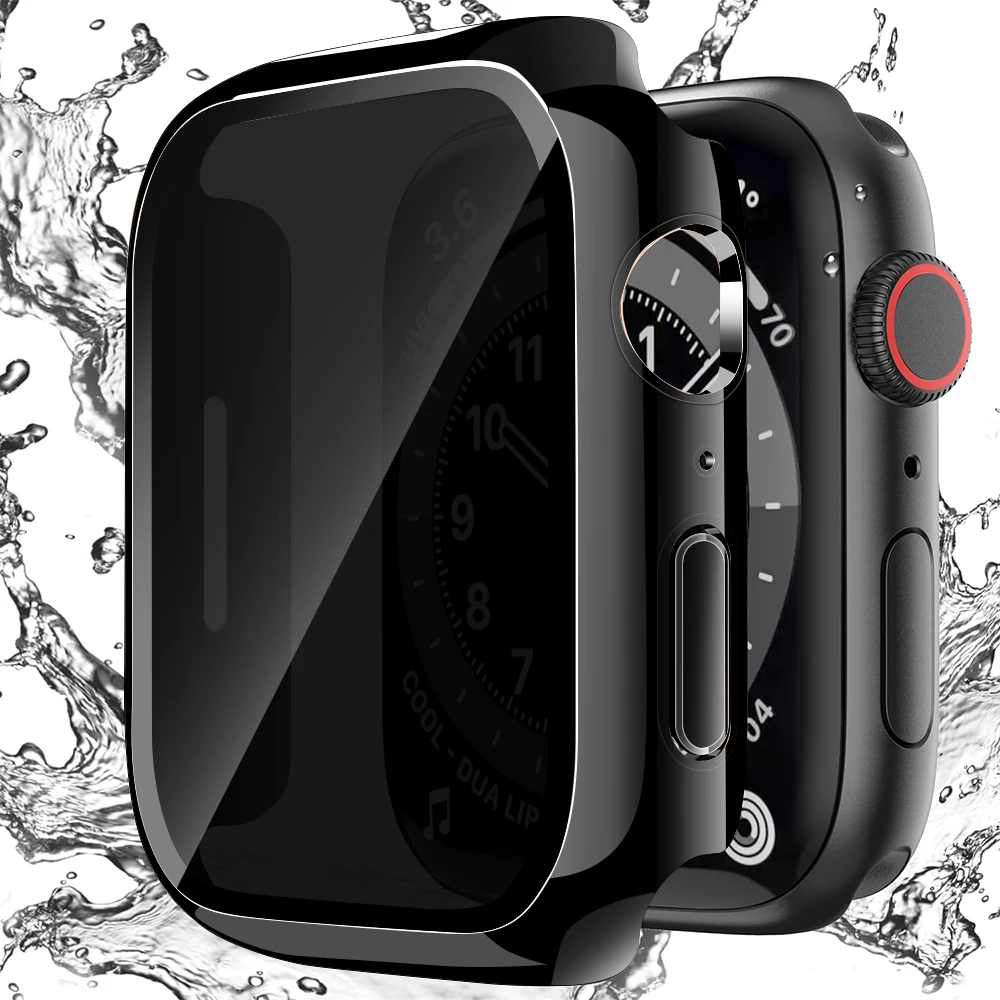 Premium Privacy Screen Protector Hard Case for Apple Watch, Tempered Glass Cover