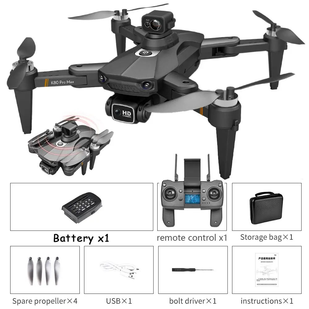 RC Quadcopter medium K80 MAX GPS 5GHz RC Drone 8K Multifunction Professional Obstacle Avoidance Dual HD Camera Brushless Motor Quadcopter Toys Boy rc quadcopter with camera RC Quadcopter