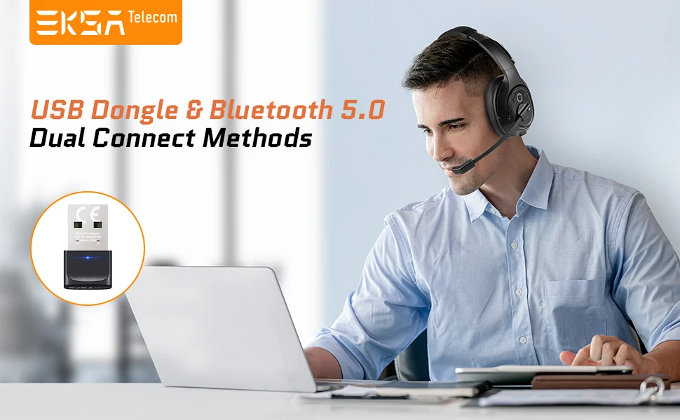 Headset, microfone ENC, 30h Playtime, Call Center