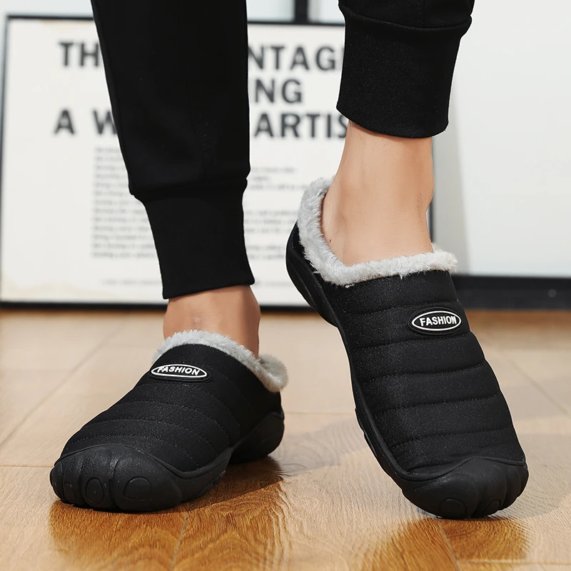 Winter Men's Slippers At Home Indoor Warm Plush Slippers Platform Le Fu Shoes Black Women Shoes 2025 Barefoot Woman Size 36 48 - Image 5