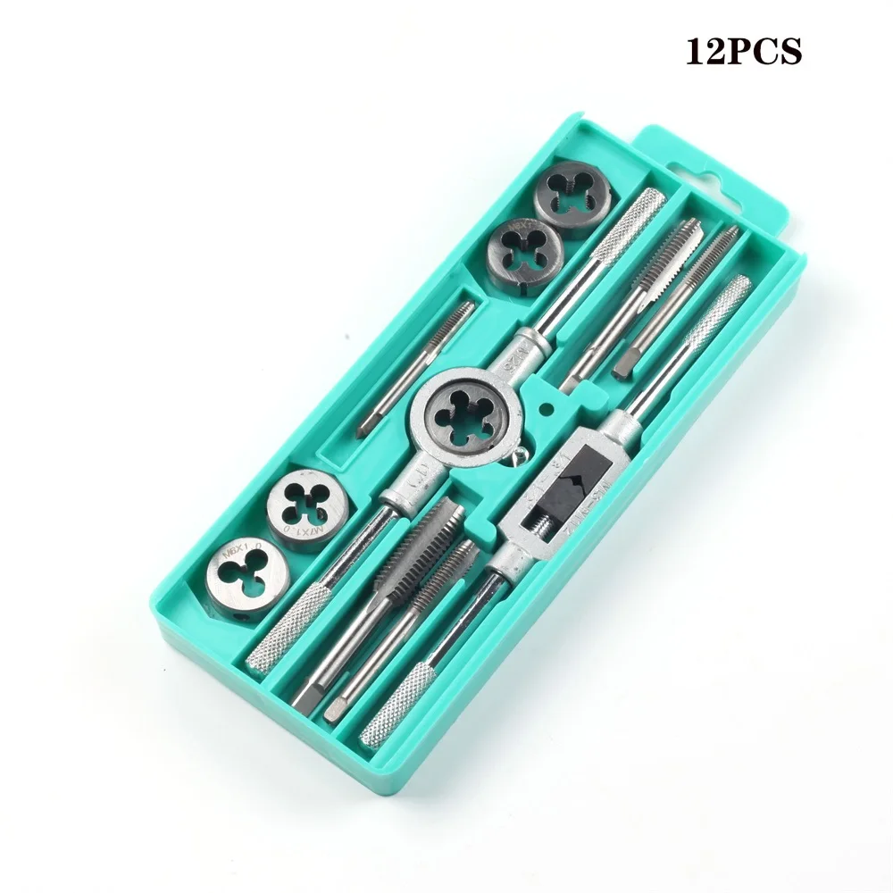 Description Picture 5 of itemMultifunction Tap and Die Set 8/12/20Pcs M3-M12Metric Screw Thread Plugs Hand Screw Taps Straight Taper Tapping and Thread Tools