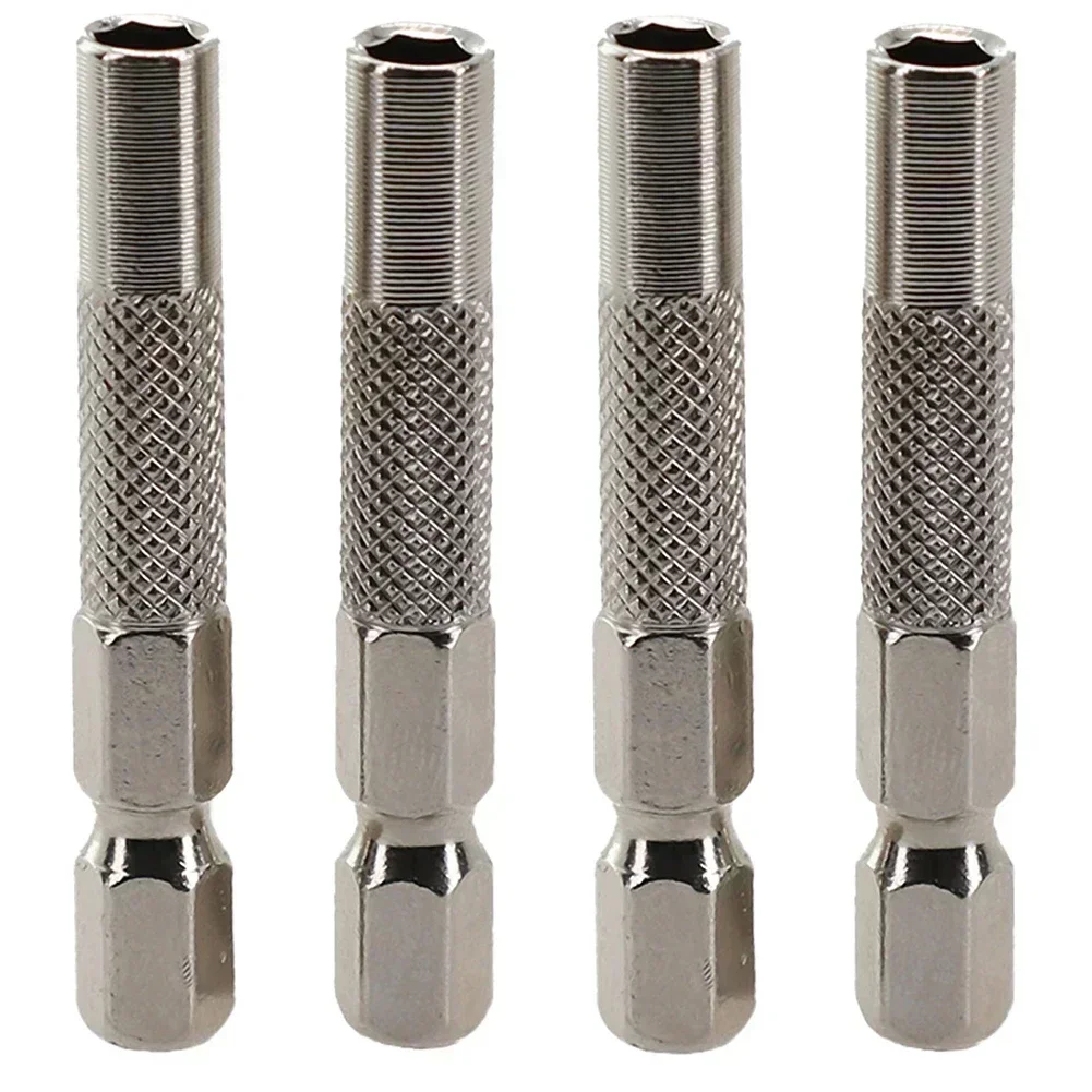 4 Stück Sechskantschaft 6,35 mm 1/4 Zoll Sechskant-Einsatzbit-Adapter auf 4 mm Elektroschrauber-Stecknusshalter Bit-Adapter Magnethalter