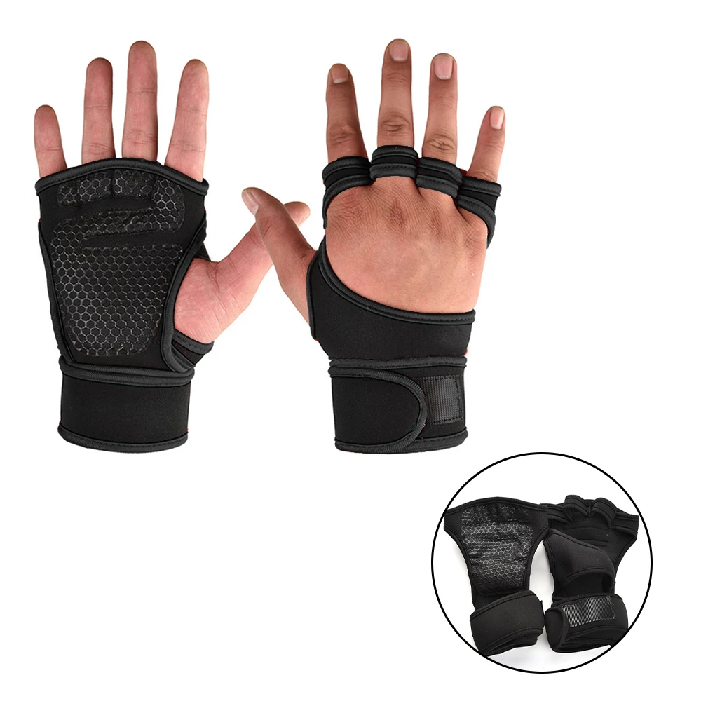 

1 Pair Weight Lifting Training Gloves Women Men Fitness Sports Body Building Gymnastics Grips Gym Hand Palm Protector Gloves