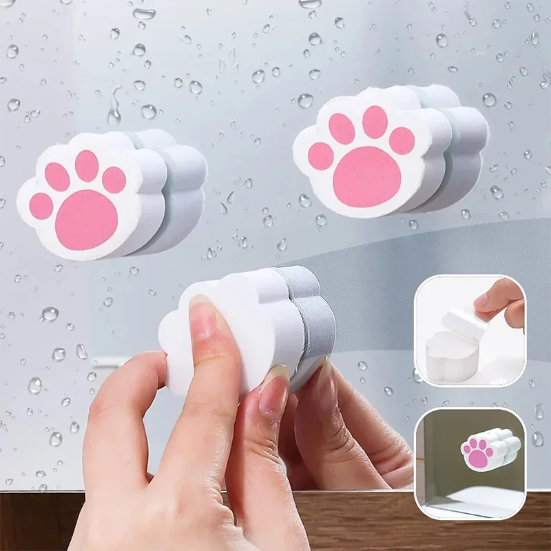 

Mirror Glass Wipe Cat Claw Adhesive Cute Glass Cleaning Brush Cats Paw Shape Magic Sponge Brushes Cleaner Bathroom Gadgets