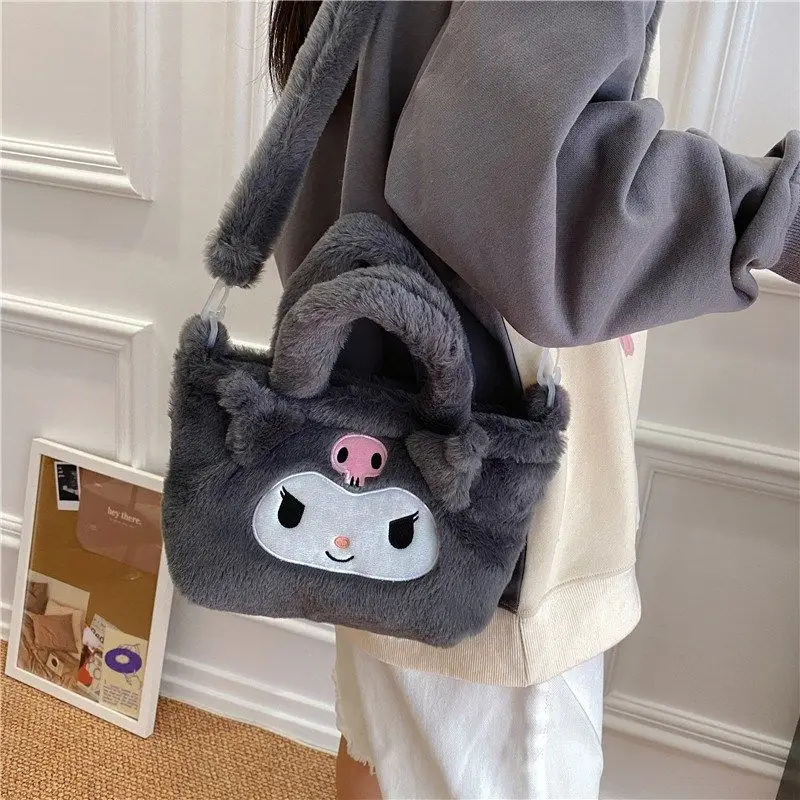 

Miniso Sanrio Hellokitty Cinnamoroll Melody Bento Lunch Box Handbag Plush Small Satchel Designer bolsa feminina girls