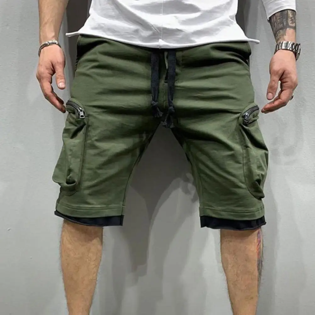 

Young Men Shorts Drawstring Daily Wear Soft Knee Length Summer Shorts