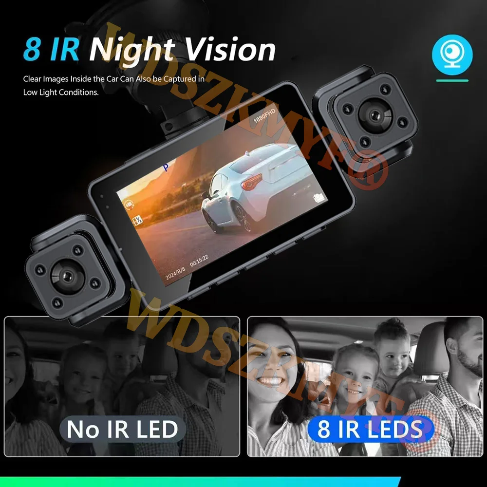 WIFI 360° DashCam 3/4 Channels Video Recorder 1080P Car DVR 24H Parking Monitor Front Right Rear View Night Vision Black Box