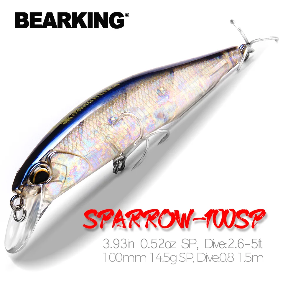 Leurre dur Bearking 10cm 15g - minnow professionnel 14 couleurs profondeur 0.8-1.5m pour pêche au leurre