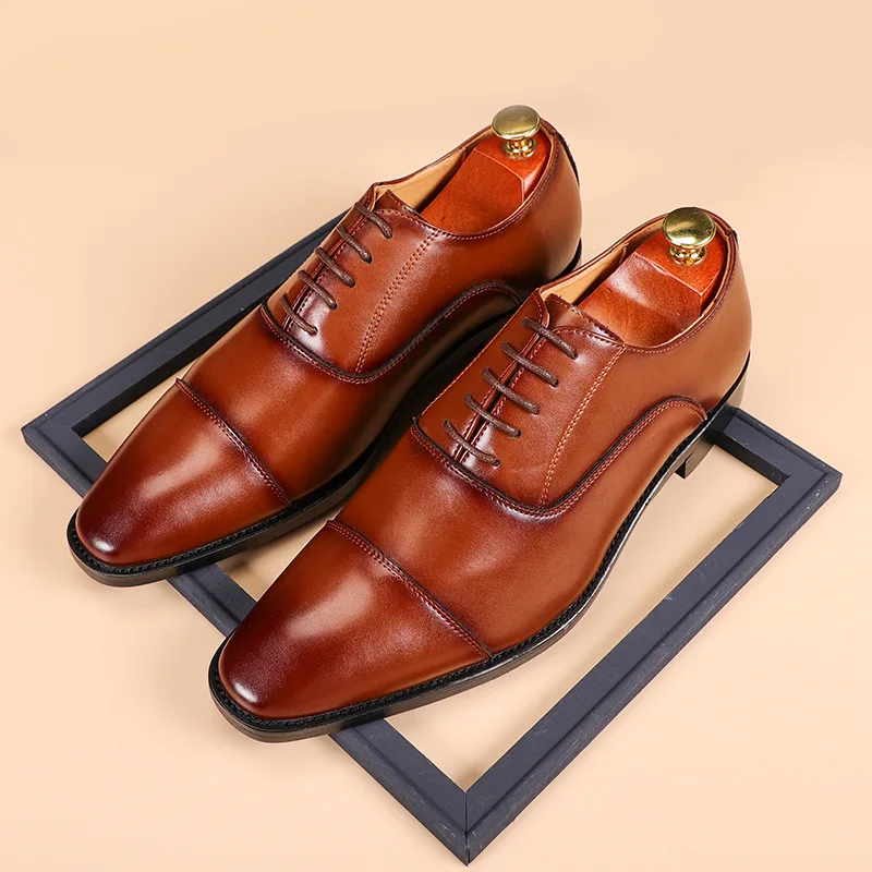 

Men's Classic British Business Leather Shoes Mens Retro Derby Shoe Dress Office Flats Men Wedding Party Oxfords EU Size 37-48