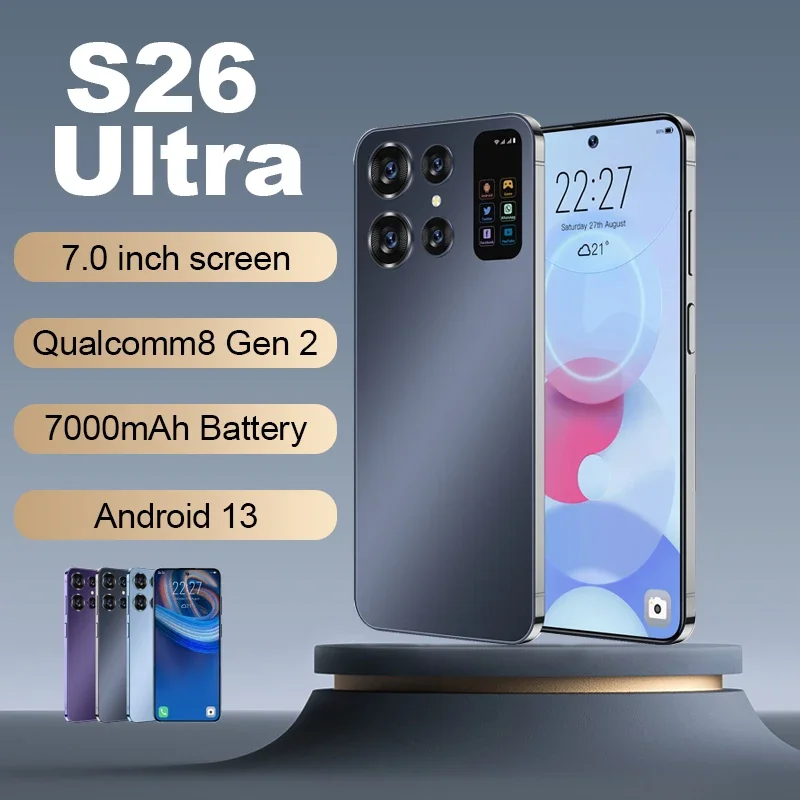 S26 Ultra Smart Phone 5G Original Android 7.0 Inch Full Screen 16GB RAM 1TB ROM Mobile Phones Face Unlocked Global Version