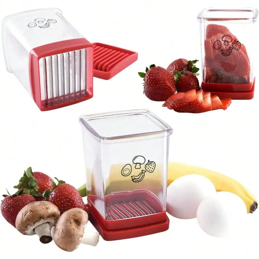 

Banana and Strawberry Slicer, Stainless Steel Push Plate Quick Slicer for Fruits, Vegetables, Eggs, Fruit Slicer, Kitchen Tools