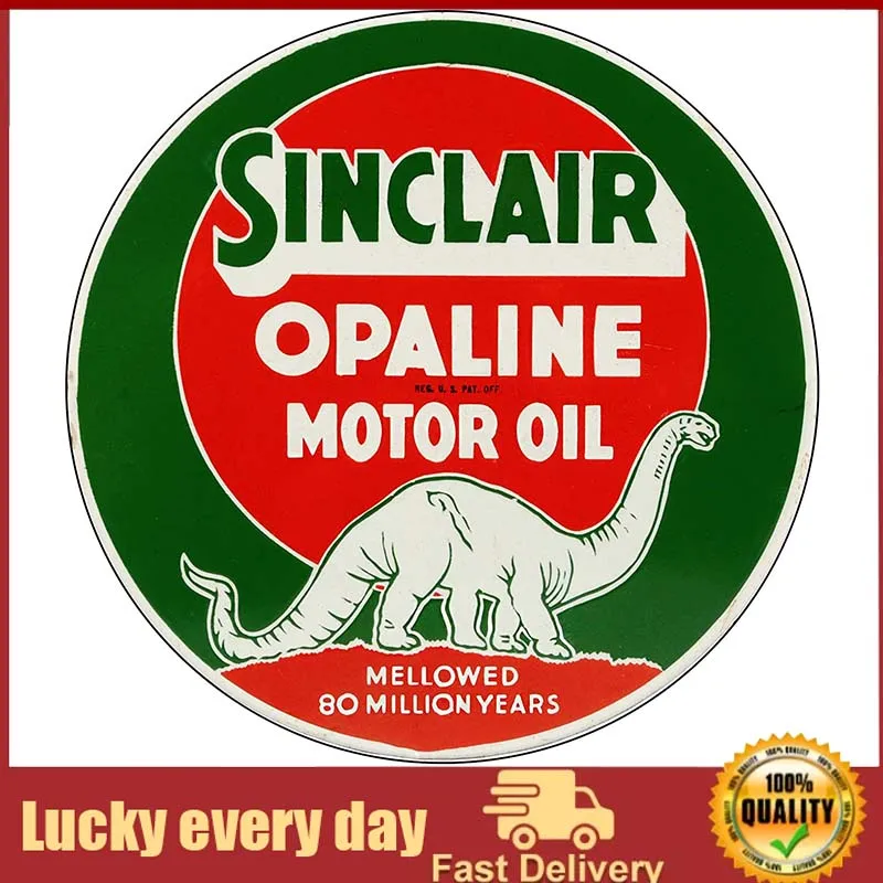 Riproduzione Di Insegne A Gas Vintage Insegne In Metallo Vintage Targhe Rotonde In Metallo Per Garage E Diametro Della Casa-Sinclair Opaline