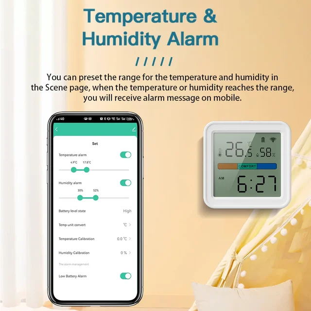 Tuya WIFI Temperature Humidity Sensor Hygrometer Thermometer Smart Home Backlight Smart Life Support Alexa Google Assistant 5