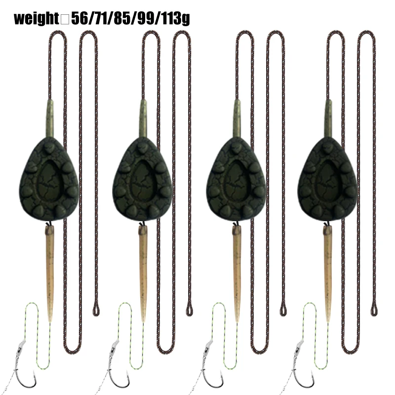 YOTO 1 Set Carp Fishing Inline Leader Kit - Lead Core Line, High-Friction Bumpy Hose Sinker（56g-113g)Anti-Blowback Hook Trace