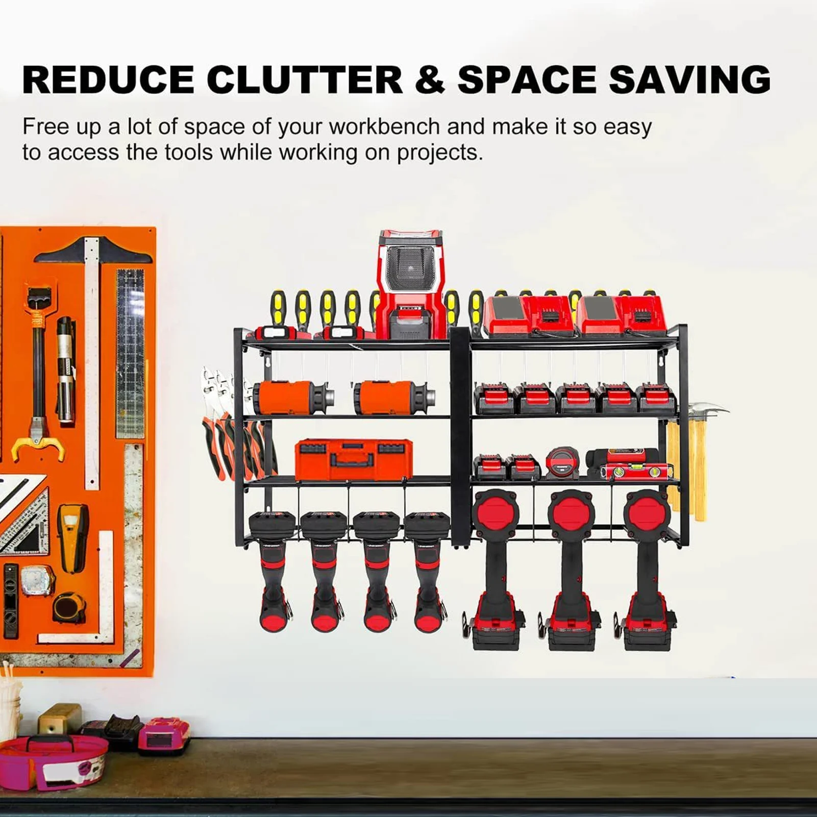 Power Tool Organizer Wall Mount 4 Layer Garage Storage Rack for Drill Screwdriver 4