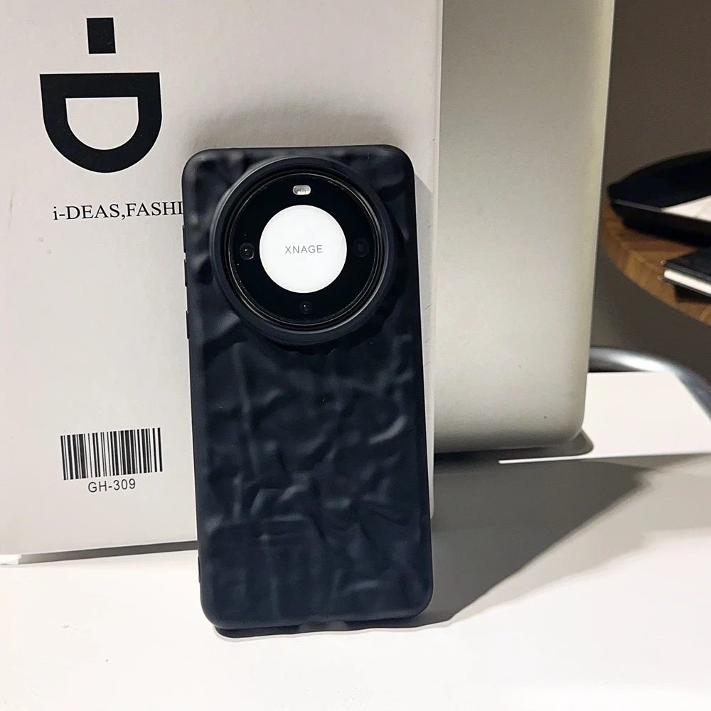 Coque de téléphone à plis 3D noir mat pour Huawei P40 P50 P60 Mate 30 40 50 60 Pro Pura 70 Pro Ultra Honor 50 Soft Cover_voghion.com