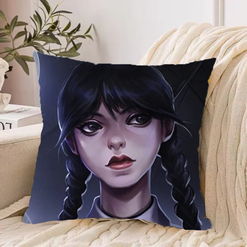 

Wednesday Addams Pillowcase 40*40 Short Plush Pillow Covers Decorative Cushions for Bed Duplex Printing Lounge Chairs Fall Decor