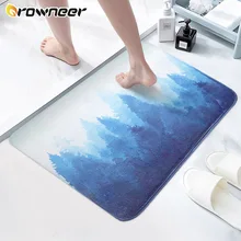 Non-slip Bathroom Mat Flannel Plant Printing Bath Mats Hallway Kitchen  Entrance Doormat Shower Room Floor Carpet Home Décor