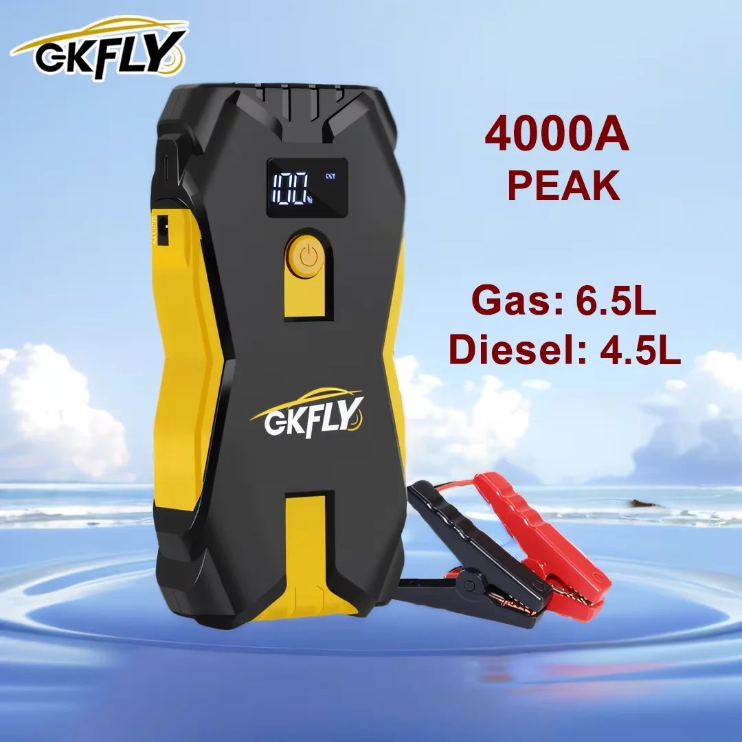 GKFLY 3000A/4000A Car Jump Starter Portable 12V Petrol Diesel Starting Device Cables Portable Power Bank Car Battery Buster