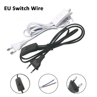 White/Black EU Plug button 303 switch power cord 2pin wire desk lamp switch cable AC 220V Extension Power Cord Switch