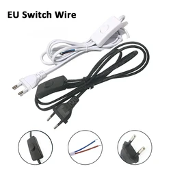 White/Black EU Plug Power Switch Cable with Button Extension (EU black)