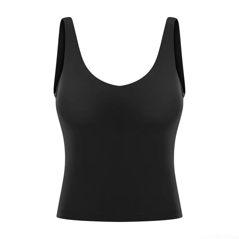 U-Shaped Back Stretchy Workout Gym Yoga Bras Women Long Length Tank Sexy Sports Sleeveless Shirt Athletic Tops