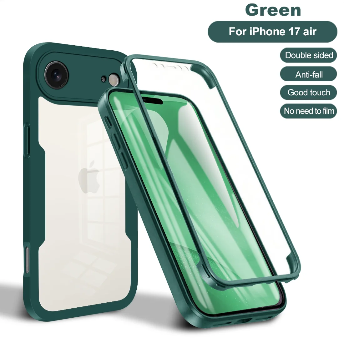 Full Cover Shockproof Clear Case with 360° Front and Back Protection