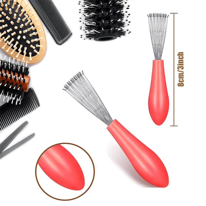 New Mini Hair Brush Combs Cleaner Embedded Tool Plastic Cleaning Remover Handle Tangle Care Salon Styling Tools | Красота и здоровье