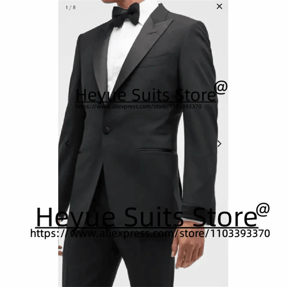 High-end Products Black Wedding Suits For Men Slim Fit Peak Lapel Groom Prom Tuxedos2Pcs Sets Business Male Blazer Costume Homme