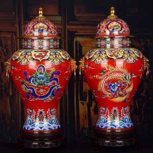 Cloisonne Great Power Xiongfeng Temple Jar Vase Home Ornament Cloisonne Enamel Crafts Decoration Business Gifts