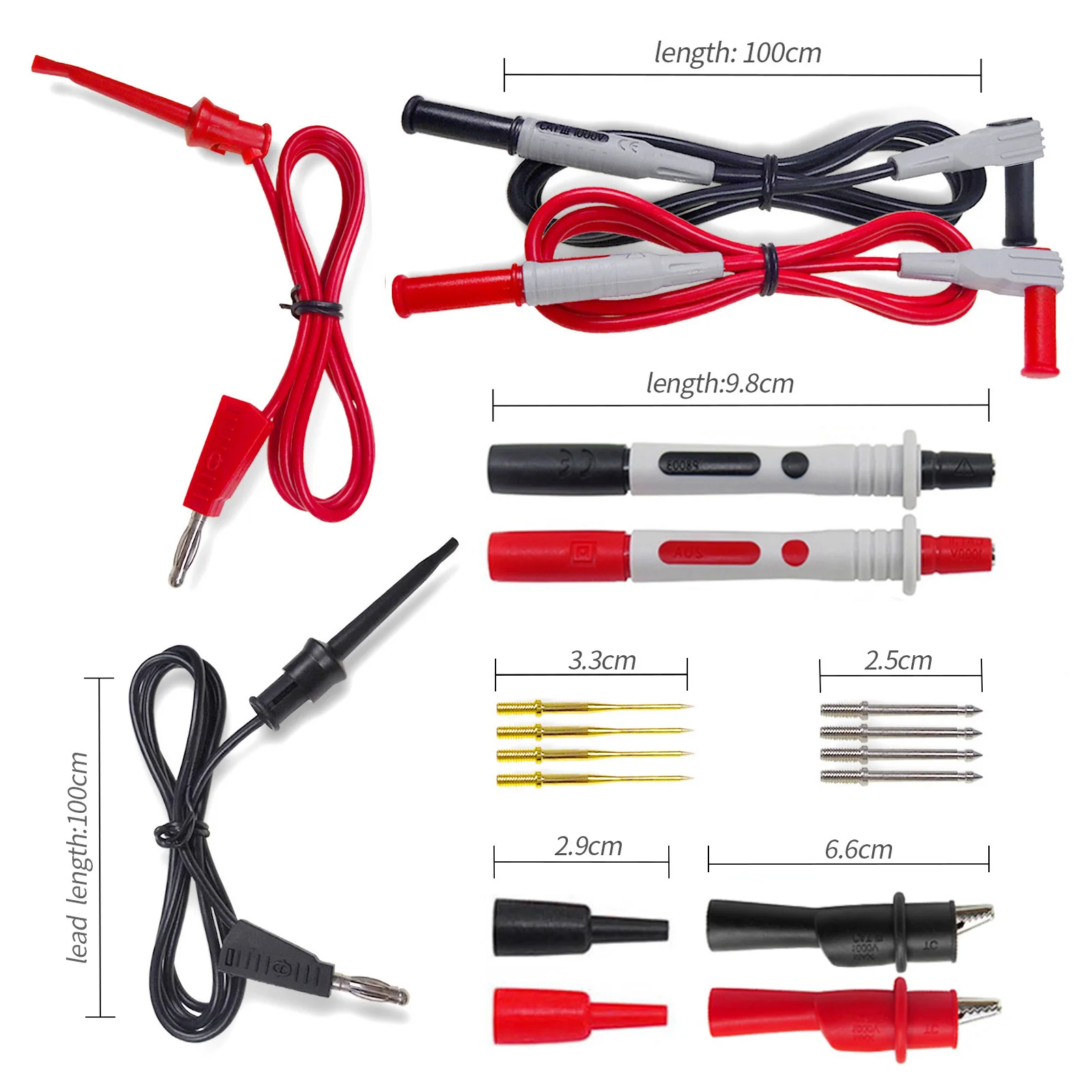 P1308B 18PCS Test Lead Kit 4MM Banana Plug To Test Hook Cable Replaceable Multimeter Probe Wire Probe Alligator Clip multimeter probe